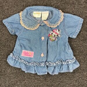 Vintage Disney Babies Minnie Denim Top 0-6M Y2K Baby button up top